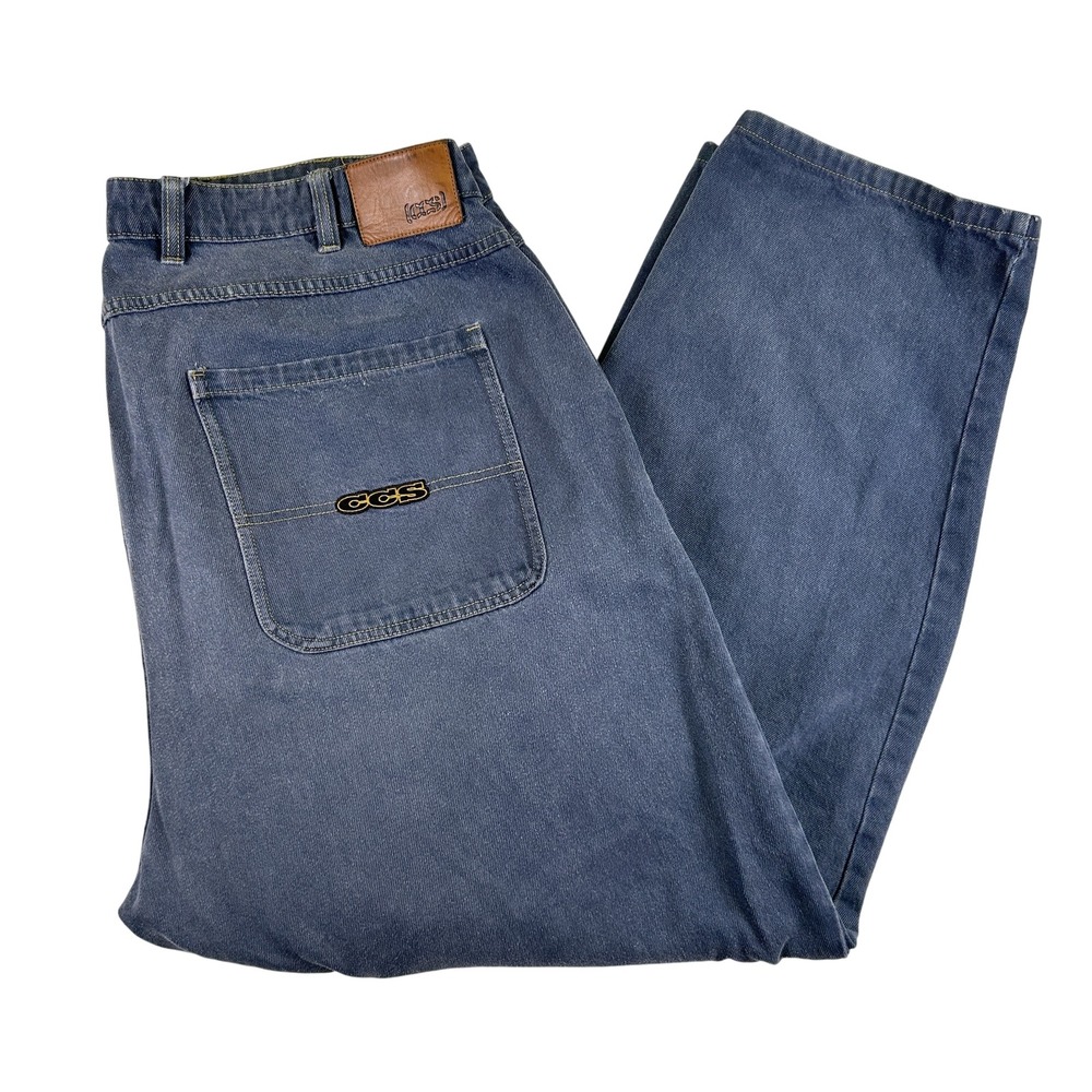 Vintage CCS Jeans Mens 40x30 Blue Baggy Taper Hip Hop Skater Denim Pants 90s Y2K